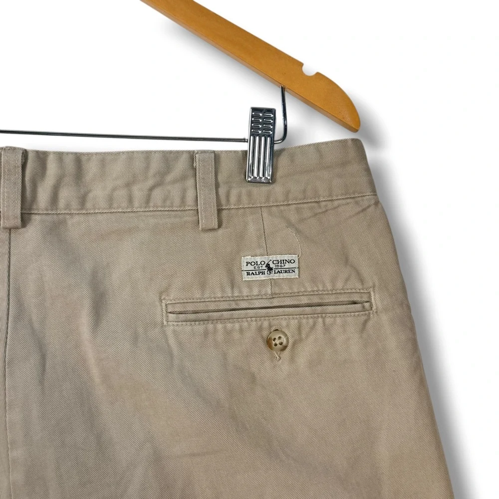 Polo Ralph‎ Lauren Chino Men 36x30 Khaki Tan Vintage Made in USA Pleated Front
